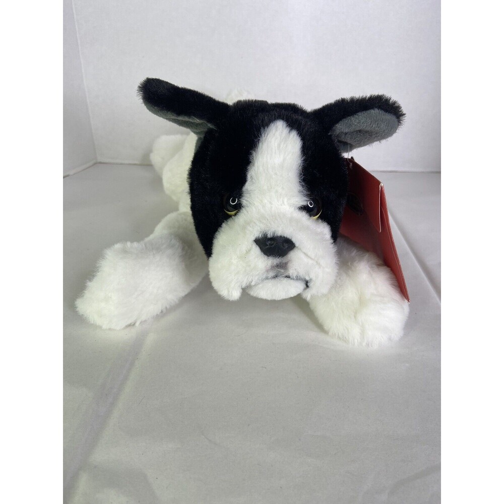 FAO Schwarz Adopt A Pet French Bulldog Stuffed Animal Plush Dog White Black